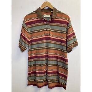 Vintage ORVIS Polo Shirt Mens M Multicolor Striped Cotton Southwest Short Sleeve